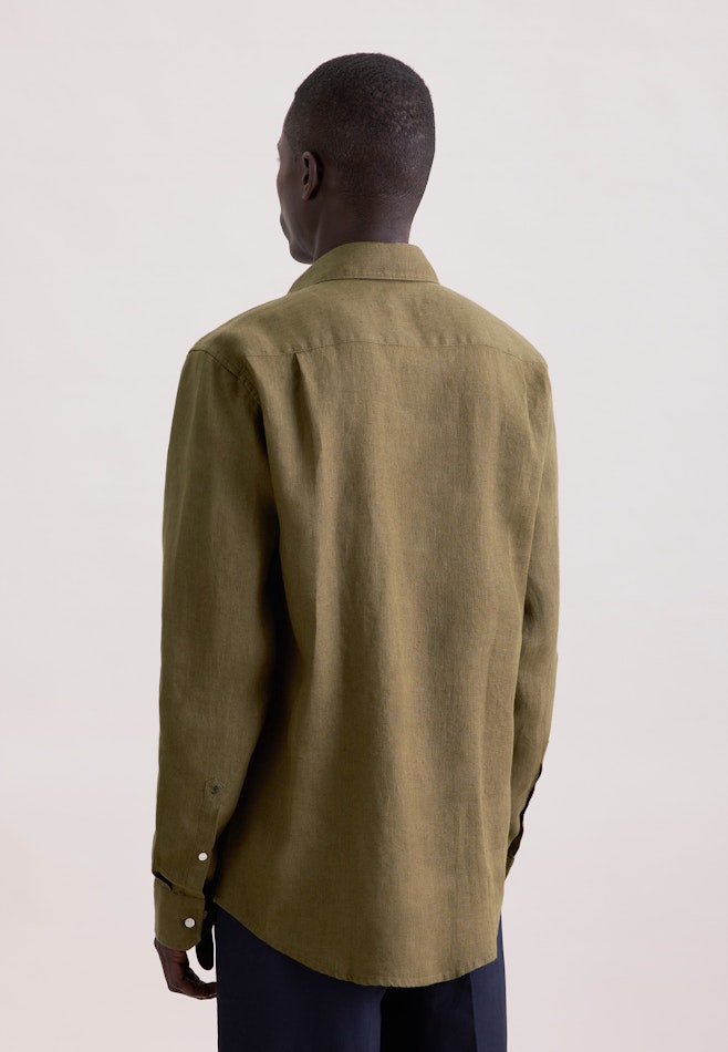 Regular Leinenhemd Uni in Grün | Seidensticker Onlineshop