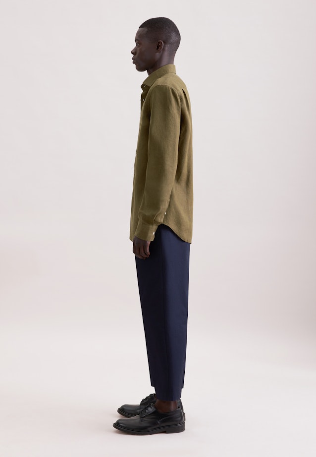 Regular Leinenhemd Uni in Grün |  Seidensticker Onlineshop