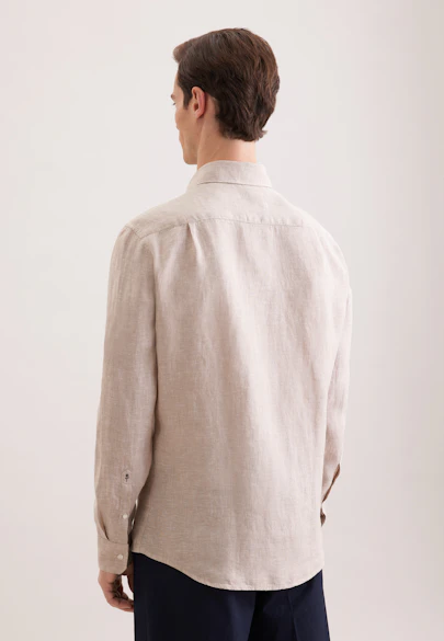 Regular Leinenhemd Uni in Beige |  Seidensticker Onlineshop