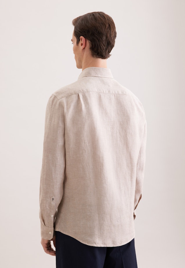 Regular Linen shirt Uni in Beige |  Seidensticker Onlineshop