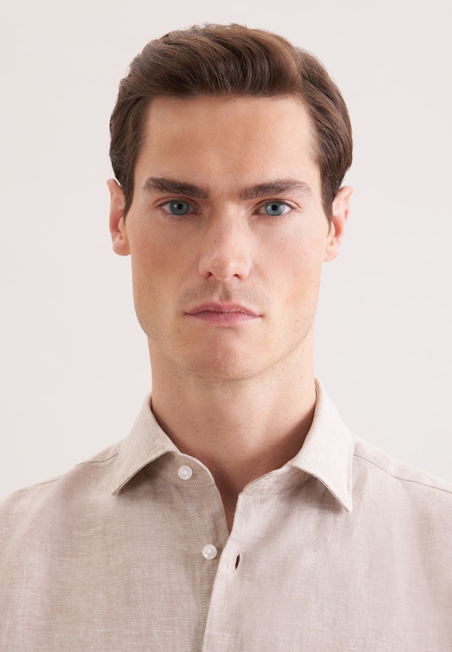 Regular Linen shirt Uni in Beige |  Seidensticker Onlineshop