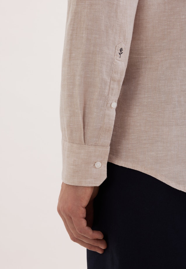 Regular Linen shirt Uni in Beige |  Seidensticker Onlineshop