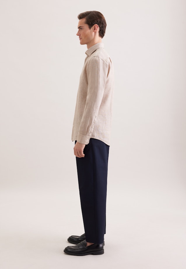 Regular Linen shirt Uni in Beige |  Seidensticker Onlineshop