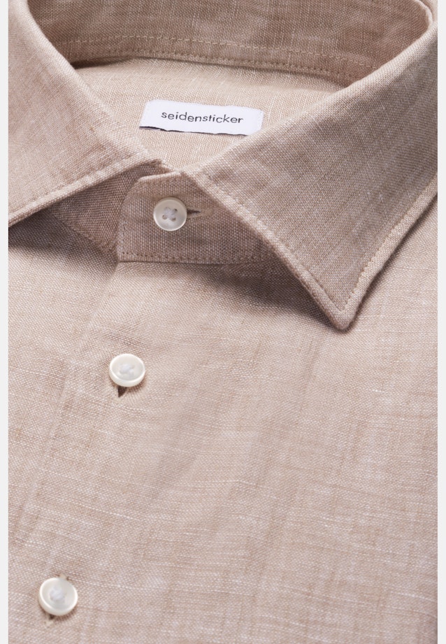 Regular Linen shirt Uni in Beige |  Seidensticker Onlineshop