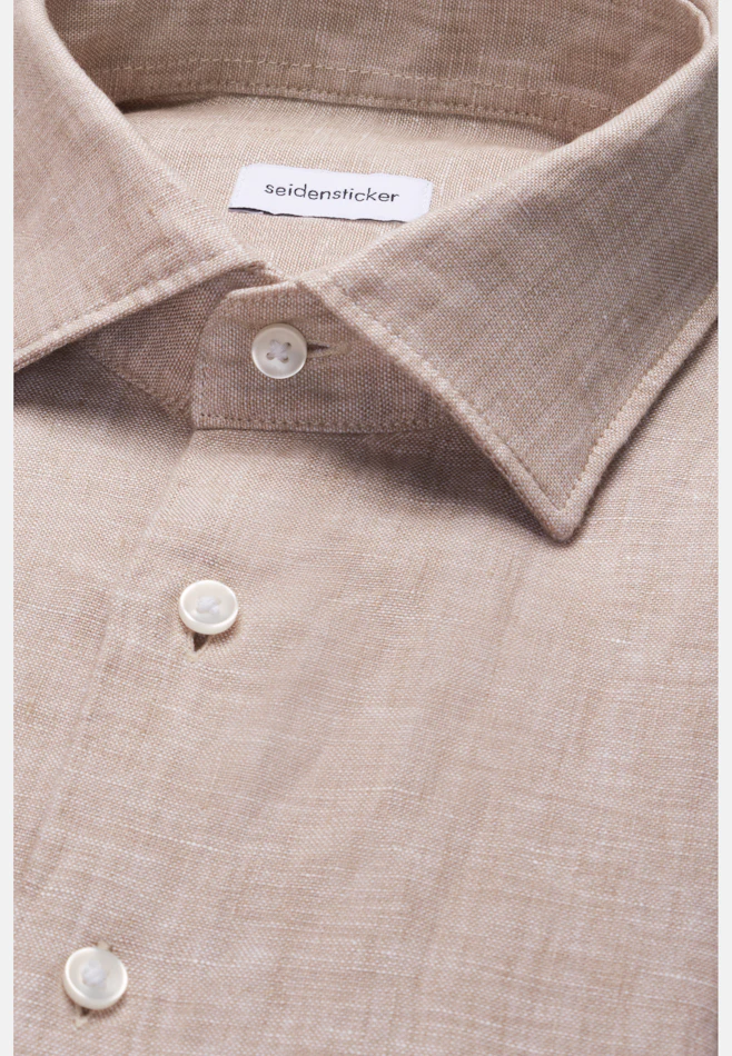 Regular Leinenhemd Uni in Beige | Seidensticker Onlineshop