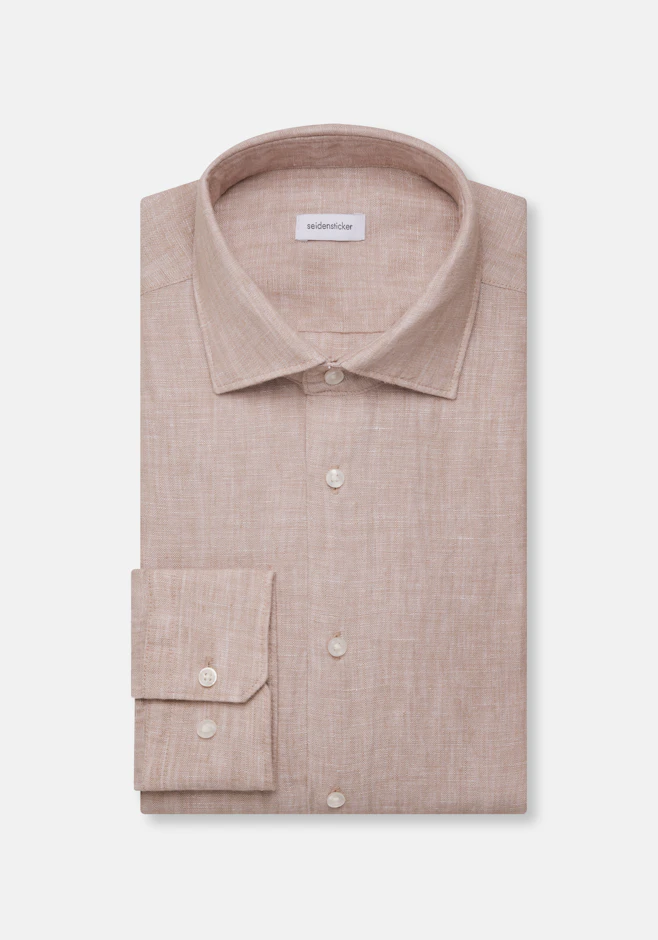 Regular Chemise en lin Uni dans Beige | Boutique en ligne Seidensticker