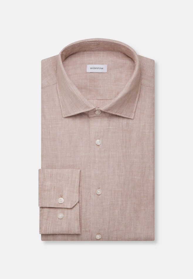 Regular Leinenhemd Uni in Beige | Seidensticker Onlineshop