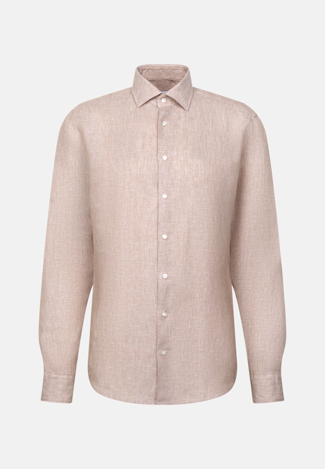 Regular Linen shirt Uni in Beige |  Seidensticker Onlineshop