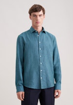 Regular Leinenhemd Uni in Türkis |  Seidensticker Onlineshop