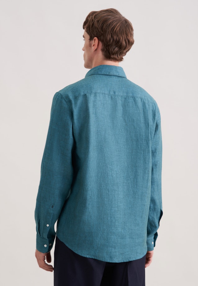 Regular Leinenhemd Uni in Türkis |  Seidensticker Onlineshop