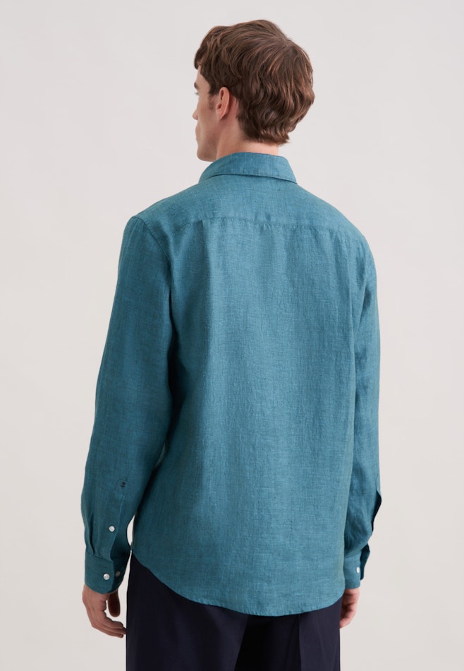 Regular Leinenhemd Uni in Türkis | Seidensticker Onlineshop