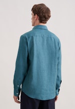 Regular Leinenhemd Uni in Türkis |  Seidensticker Onlineshop