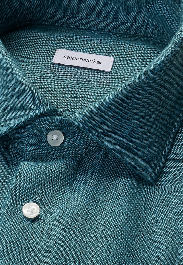 Regular Leinenhemd Uni in Türkis |  Seidensticker Onlineshop