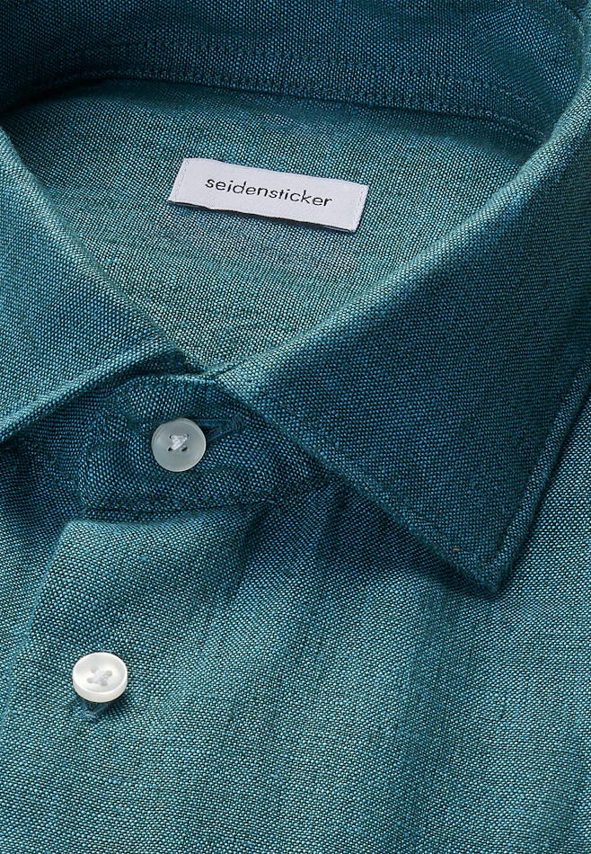 Regular Chemise en lin Uni dans Turquoise | Boutique en ligne Seidensticker