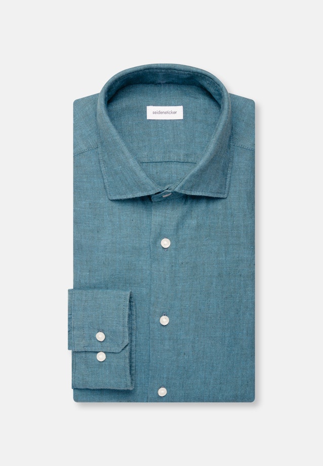 Regular Leinenhemd Uni in Türkis |  Seidensticker Onlineshop