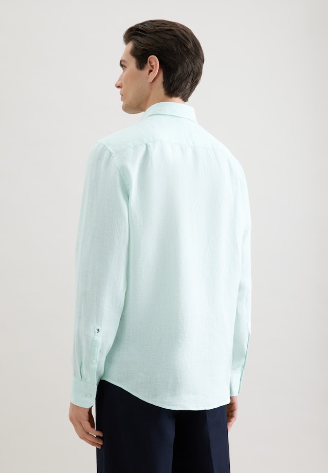 Regular Linen shirt Uni in Grün |  Seidensticker Onlineshop