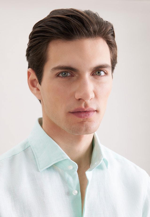 Regular Chemise en lin Uni in Vert |  Seidensticker Onlineshop