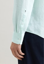 Regular Linen shirt Uni in Grün |  Seidensticker Onlineshop