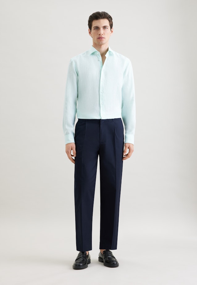 Regular Linen shirt Uni in Grün |  Seidensticker Onlineshop