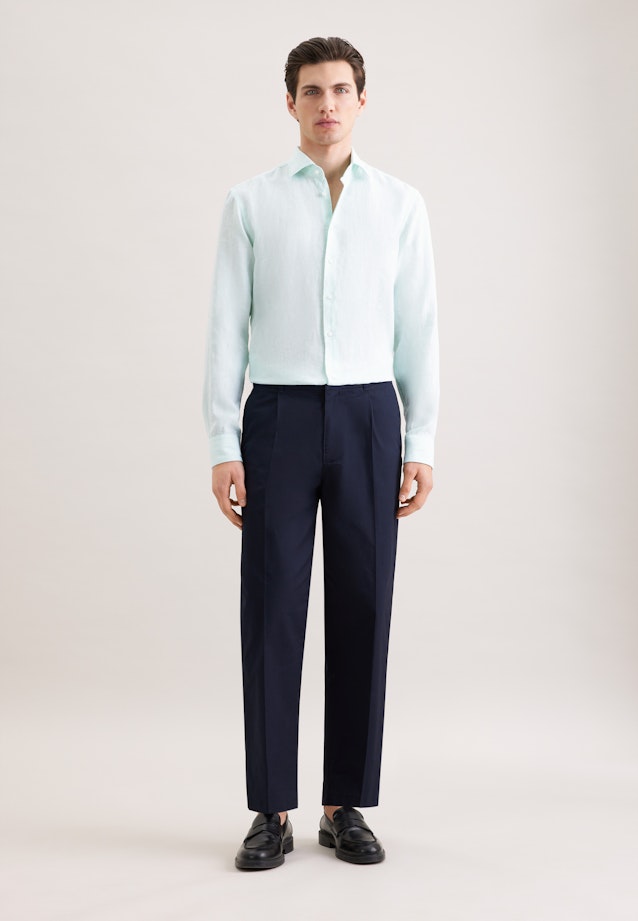 Regular Chemise en lin Uni in Vert |  Seidensticker Onlineshop