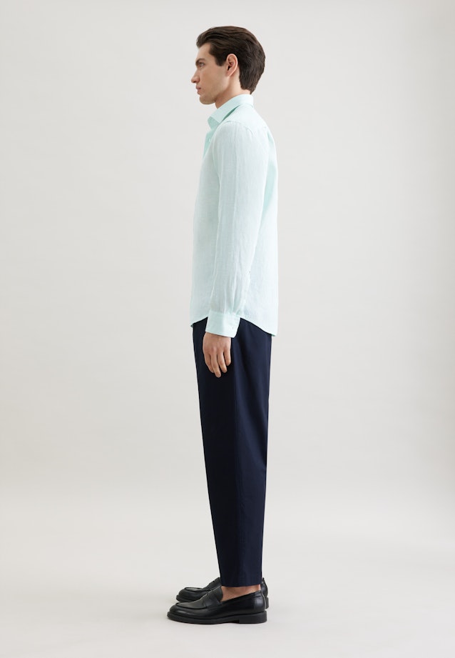 Regular Linen shirt Uni in Grün |  Seidensticker Onlineshop