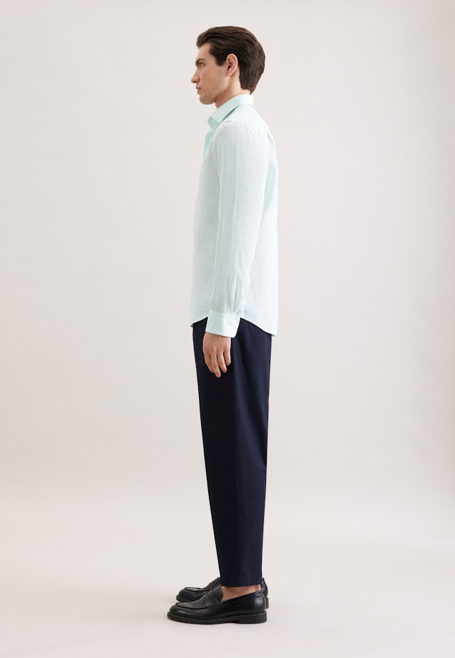 Regular Chemise en lin Uni in Vert |  Seidensticker Onlineshop