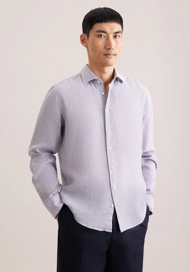 Regular Leinenhemd Uni in Grau | Seidensticker Onlineshop