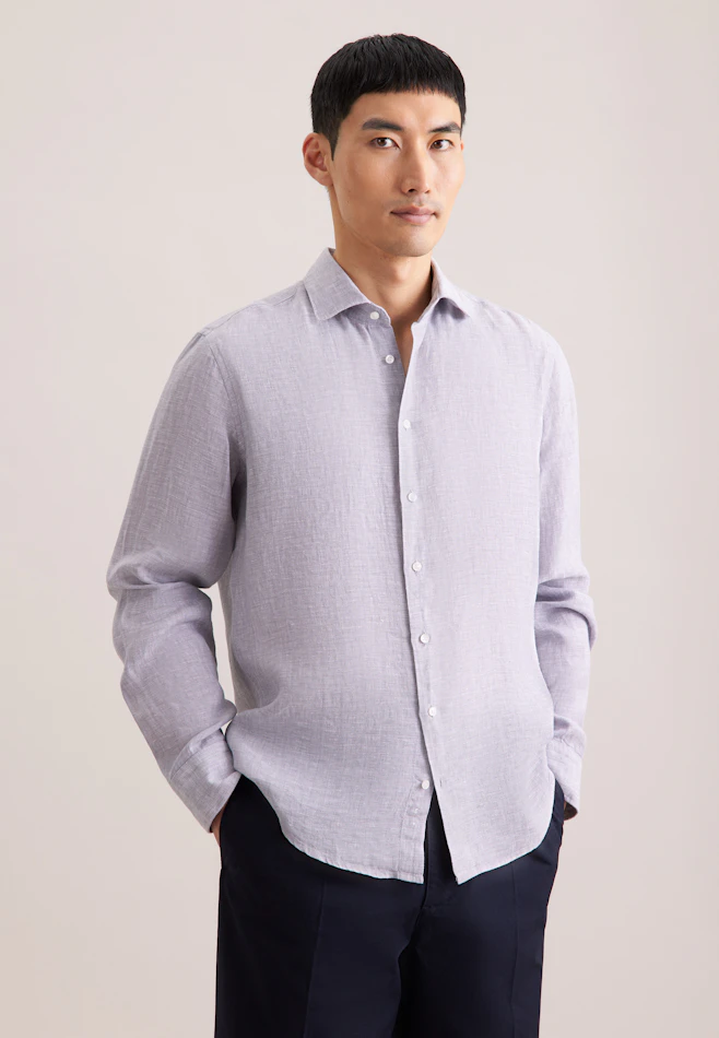 Regular Leinenhemd Uni in Grau | Seidensticker Onlineshop