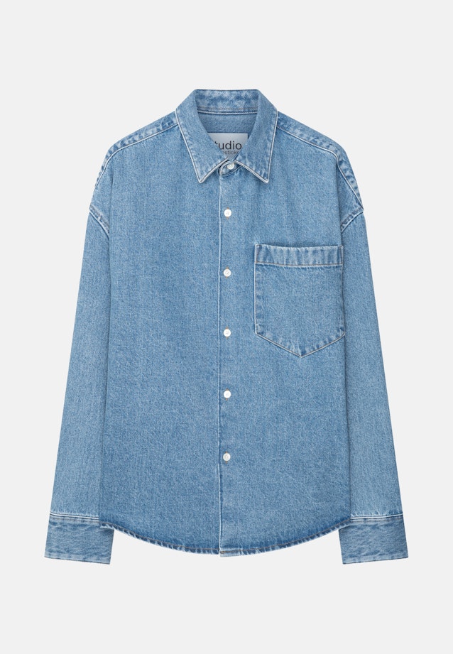 Oversized Chemise à la mode Denim in Bleu Foncé |  Seidensticker Onlineshop