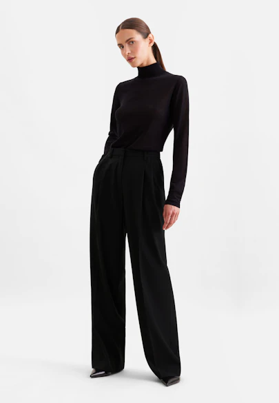 Pantalon à plis en mélange de laine in Noir |  Seidensticker Onlineshop