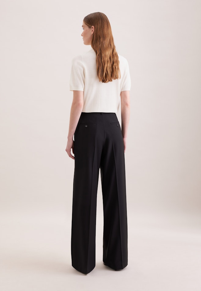 Pantalon à plis en mélange de laine dans Noir | Boutique en ligne Seidensticker