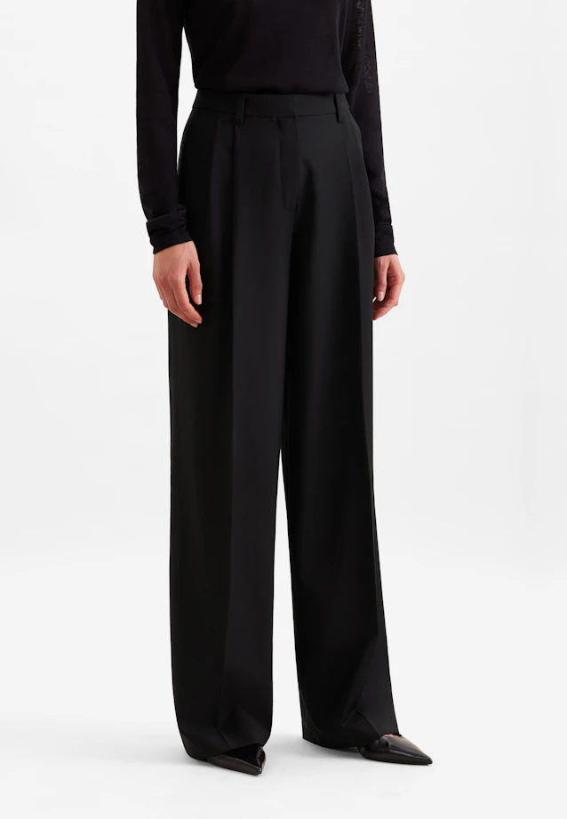 Pantalon à plis en mélange de laine in Noir |  Seidensticker Onlineshop