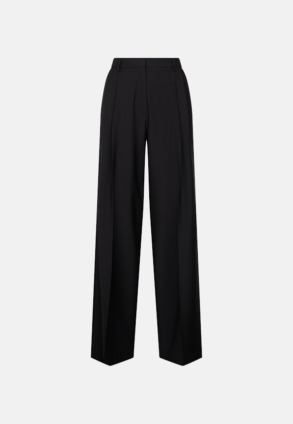 Bundfaltenhose aus einer Wollmischung in Schwarz |  Seidensticker Onlineshop