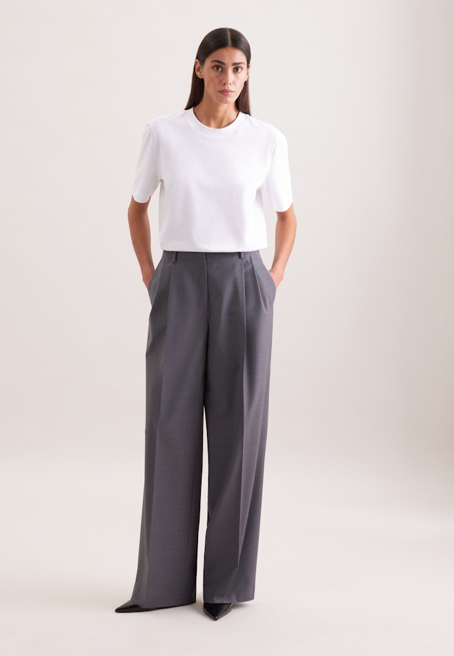 Pantalon à plis en mélange de laine dans Gris | Boutique en ligne Seidensticker