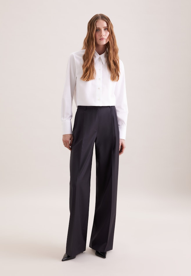 Pantalon à plis en mélange de laine dans Bleu Foncé | Boutique en ligne Seidensticker