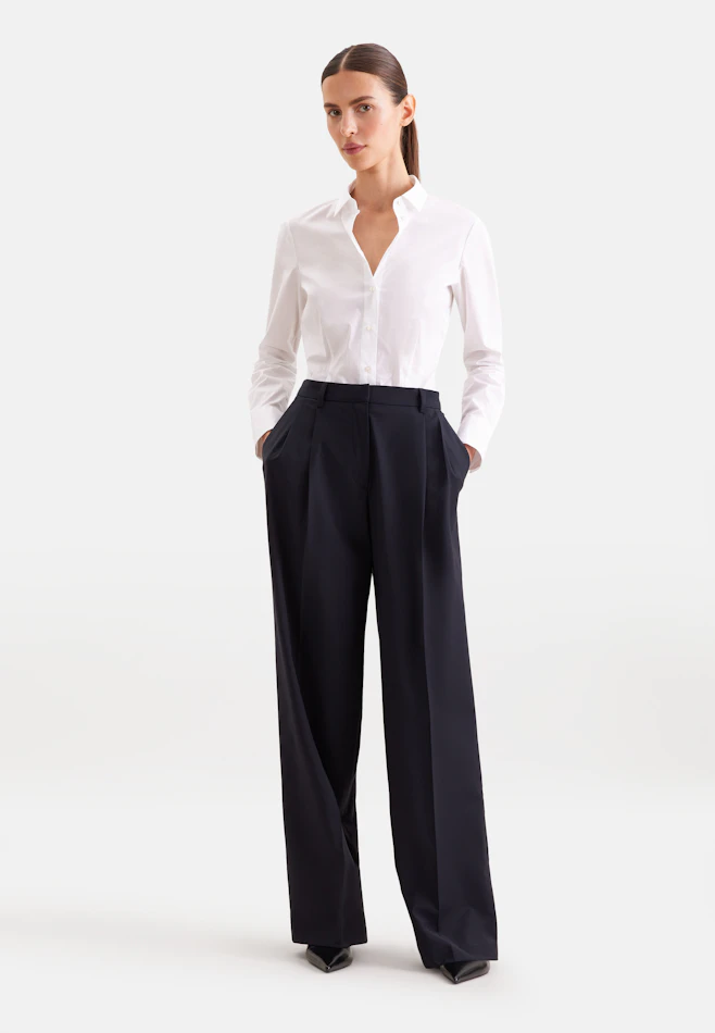 Pleated Wool Blend Trousers in Dunkelblau | Seidensticker online shop