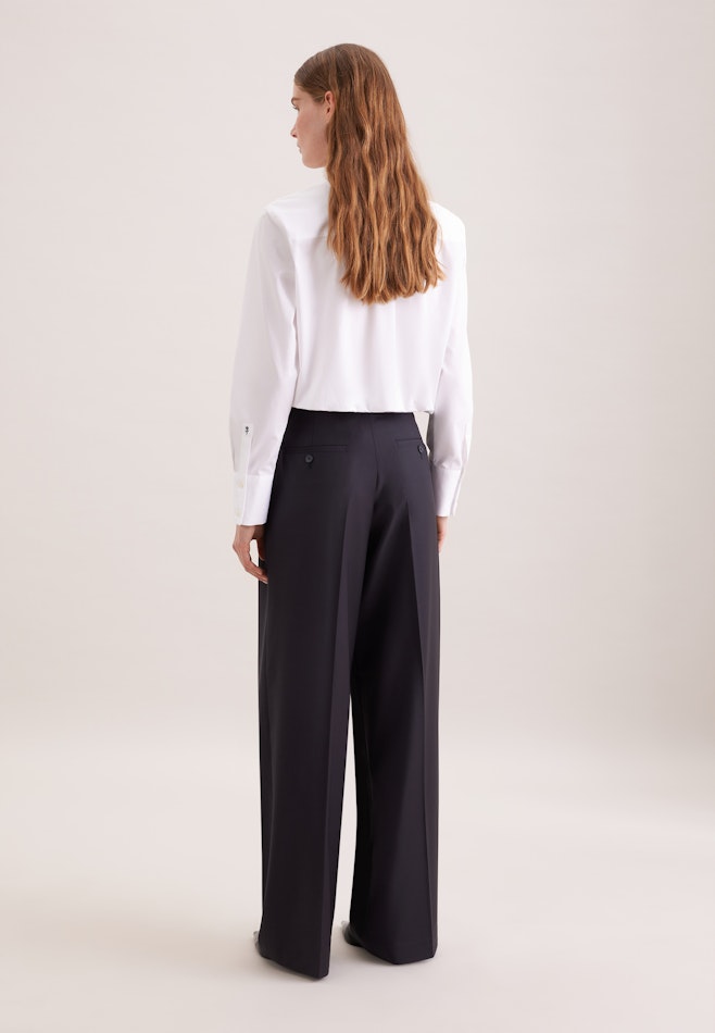 Pantalon à plis en mélange de laine dans Bleu Foncé | Boutique en ligne Seidensticker