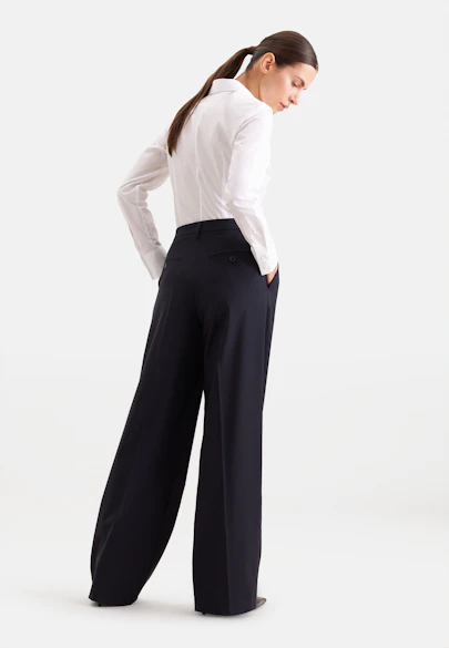 Bundfaltenhose aus einer Wollmischung in Dunkelblau |  Seidensticker Onlineshop