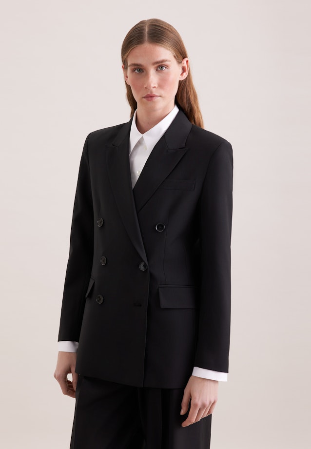 Blazer croisé en mélange de laine à poches à rabat in Noir |  Seidensticker Onlineshop