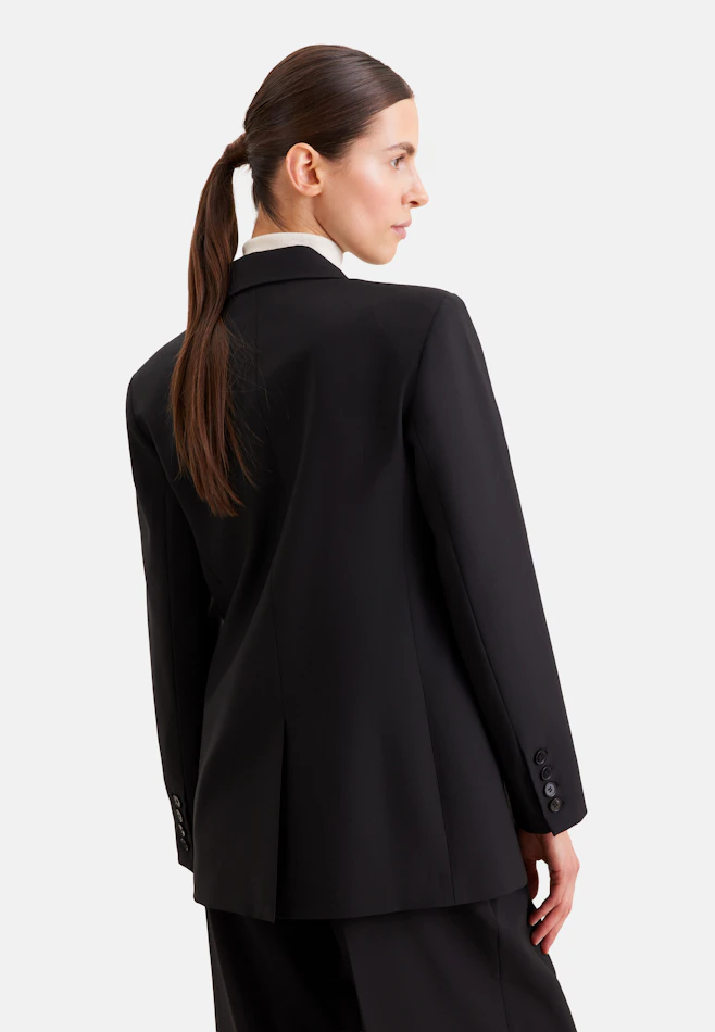 Zweireihiger Blazer mit Pattentaschen aus einer Wollmischung in Schwarz | Seidensticker Onlineshop