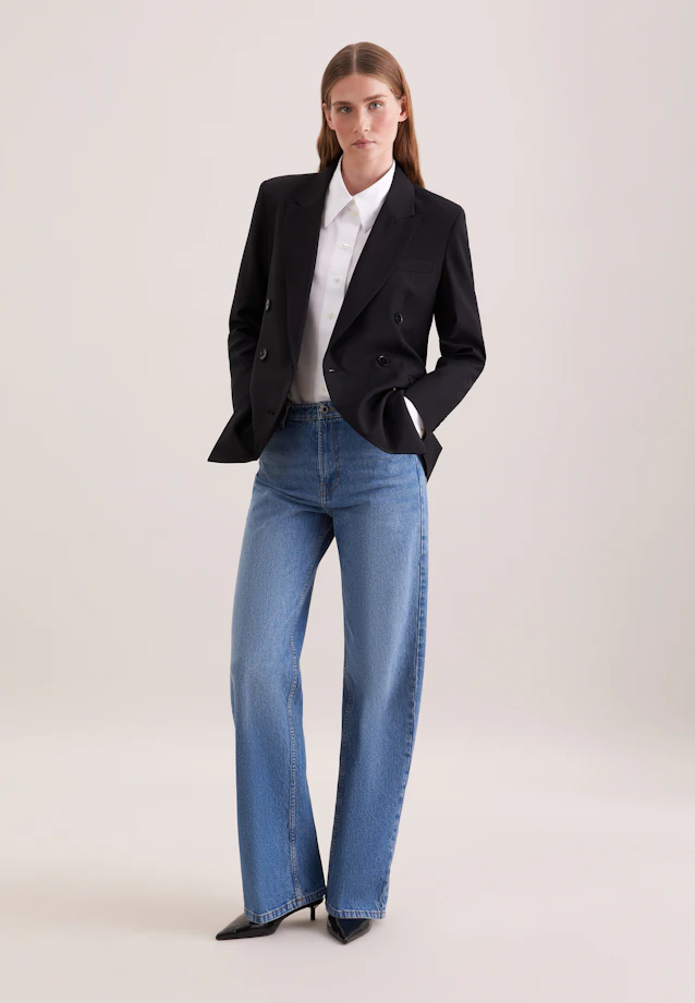 Zweireihiger Blazer mit Pattentaschen aus einer Wollmischung in Black |  Seidensticker Onlineshop