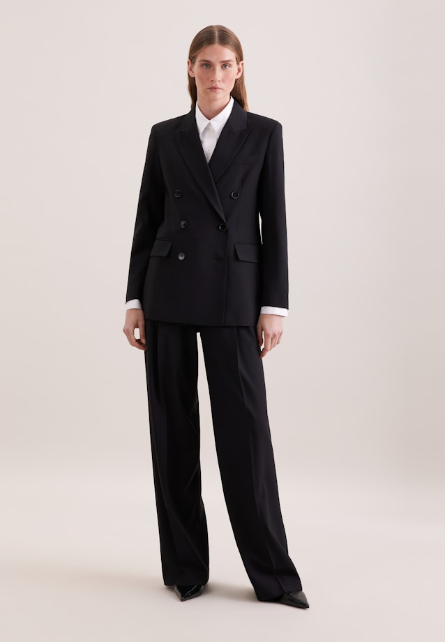 Blazer croisé en mélange de laine à poches à rabat in Noir |  Seidensticker Onlineshop