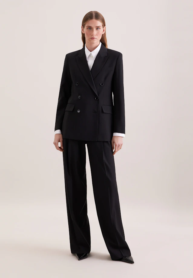 Blazer croisé en mélange de laine à poches à rabat in Noir |  Seidensticker Onlineshop