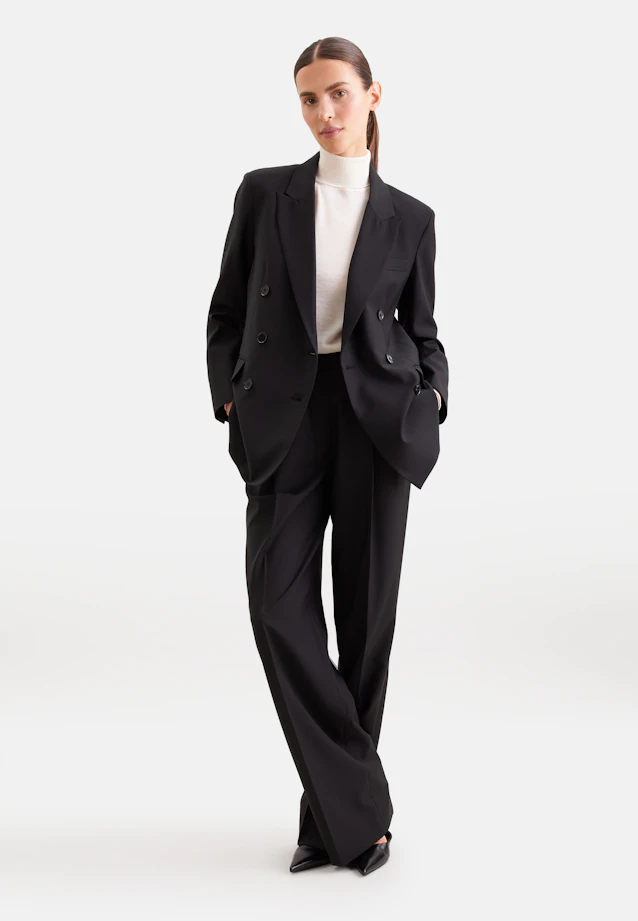 Zweireihiger Blazer mit Pattentaschen aus einer Wollmischung in Schwarz |  Seidensticker Onlineshop