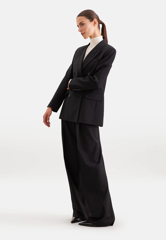 Zweireihiger Blazer mit Pattentaschen aus einer Wollmischung in Schwarz |  Seidensticker Onlineshop