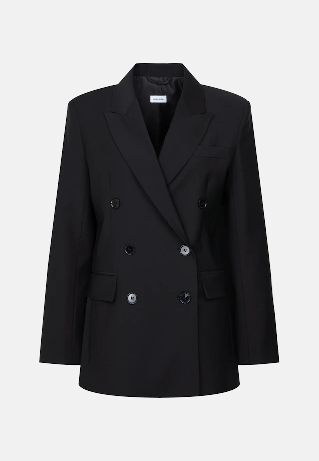 Zweireihiger Blazer mit Pattentaschen aus einer Wollmischung in Schwarz |  Seidensticker Onlineshop