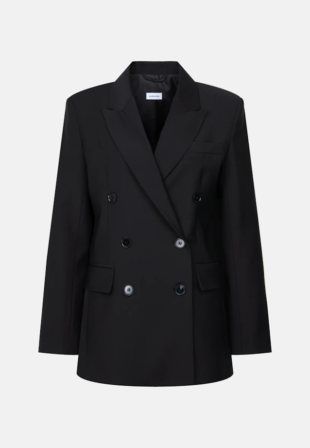 Zweireihiger Blazer mit Pattentaschen aus einer Wollmischung in Schwarz |  Seidensticker Onlineshop