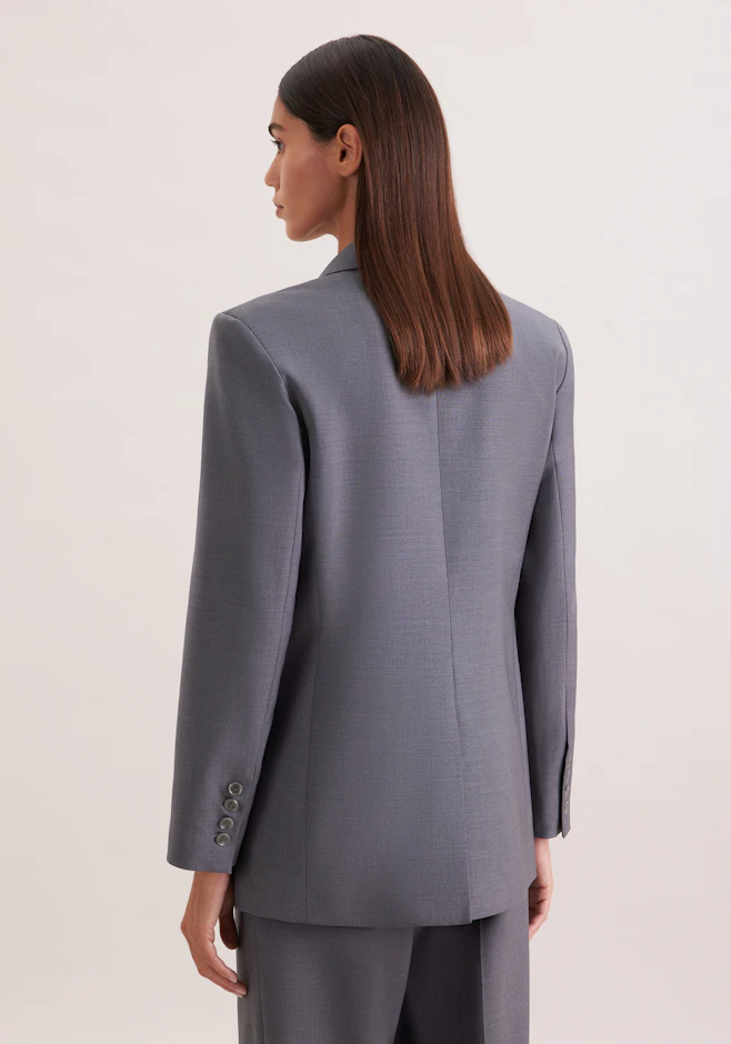 Zweireihiger Blazer mit Pattentaschen aus einer Wollmischung in Grau | Seidensticker Onlineshop