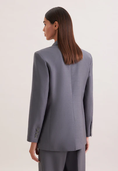 Zweireihiger Blazer mit Pattentaschen aus einer Wollmischung in Grau |  Seidensticker Onlineshop