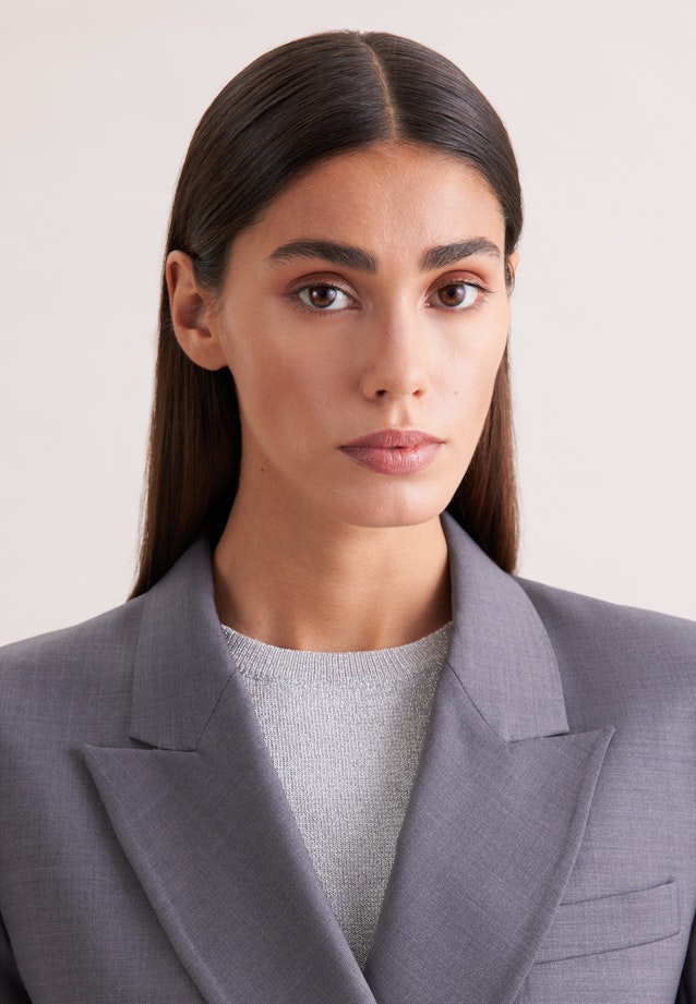Zweireihiger Blazer mit Pattentaschen aus einer Wollmischung in Grau |  Seidensticker Onlineshop